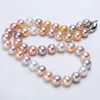 Catene di perle rotonde perle d'acqua dolce naturale 9mm di dimensioni bianche color rosa cromatico colore cromatico lunghezza viola lunghezza 45 cm Regalo d'argento per donna moda gioiello