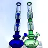 Classic Hookahs 2 Layers 4-Arm Tree Perc Glass Bongs With Bowl 18.8mm Female Joint Water Pipes Straight Perc Oil Dab Rigs GB1218