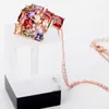 Pendentif Colliers Multicolore Zircon Cubique Strass CZ Pierres Carré Pendentifs Charmes Bijoux Bijoux Pour Femmes Cadeaux