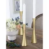 Titulares de vela Gold diminua o castiçal de metal 3pcs mesa decorativa para decoração de casa para jantar no casamento