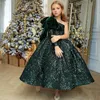 2023 paillettes robes de demoiselle d'honneur enfants robe de communion d'anniversaire vert filles robes de reconstitution historique