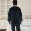 Mäns Sleepwear Men's Pyjamas Winter Male Thick Three-Layer Quilted Crystal Cashmere Warm Long Paragraf Flanell Jacket