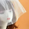 Cabeças de fábricas de casamento fascinador de véu chapéu de cor sólido Duas camadas de malha de malha de malha de malha