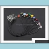 Colares de pingentes de pedra plana Cristal de cristal Opal Teardrop Pingente Chains Correias de couro para homens Mulheres Jóias de moda Delive Delive Dhiv9