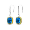 Dangle Earings Gold Plated 925 Silver Jewelry 8x10mm Blue Topaz Garnet Amethyst Earings