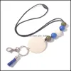 Pendanthalsband 2021 Personliga Sile Beads Disc Necklace Keychain Teacher Sjuksköterska ID -kort Breakaway Lanyard 52C3 Drop Delivery Jewe Dhhob