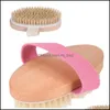 Brosses de bain Éponges Épurateurs Brosse en bambou naturel Poils de porc Brosses de bain en bois 2 couleurs Corde à main sans poignée Salle de bain Show Dhn1E