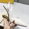 Frauen Frühling Sommer Slingback Schuhe Metall High Heel Spitzer Zehen echtes Leder Mode -Knöchelgurt Sandale