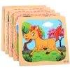 Cartoon 16pcs małe kawałki Puzzle zabawki dzieci drewniane zwierzęcy jigsaw dziecięce wczesna edukacyjna zabawka przedszkola