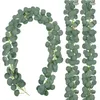 Dekorative Blumen 1,8 m Eukalyptus-Girlande, künstliche Kunst-Wanddekoration, Silberdollar, grüne Blätter, Ranken, Pflanze für Hochzeitsbogen