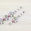 Link Bracelets Awesome Colorful Colorful Multi-Color Gems Silver Color Bracelet Health Fashion Jewelry for Women Free Box Sl58