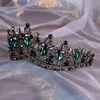 Joyería para el cabello de la boda Bronce barroco Negro Verde Cristal Nupcial Tiaras Corona Vintage Diadema para novias Diademas Accesorios 220831