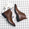 British Ankle Boots Men Shoes Classic Square Toe Solid Color Pu Desert Lace Bekväm Fashion Business Casual Daily AD079