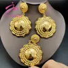 Other Jewelry Sets YM Flower Shape Set For Women 18k Gold Plated Necklace Ring Bracelet Bridal Earring Luxurious Copper Dubai Party Wedding 220831