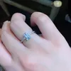 Склящное квадратное кольцо Halo Womens 925 Серебряные свадебные украшения для серебряных свадеб для Pandora Rose Gold