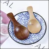 Spoons Wooden Mini Baby Spoons Powdered Milk Coffee Salt Spice Seasoning Scoops Kitchen Accessories Short Handle Round Ladle New Arri Dhqmt