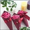 Presentförpackning 22 cm Bow Flower Cone Paper Rhinestone Candy Box Decoration Creative Wedding Party Favors Gift Case Ornament Flowers 1xya G2 DHY9V