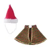 Vestido de cachorro conjunto de natal cão gato gato natal santa chapéu manto de natal acessórios de decoração de fantasia para gatinhos de cachorro gatos pequenos cães animais de estimação