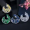 Baumelnde Ohrringe CWWZircons Einzigartiges elegantes Design Silber Farbe Big Leaf Flower Yellow CZ Crystal Drop für Frauen Modeschmuck CZ621