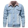 Men's Jackets 2021 Autumn Winter Classic Thick Warm Fleece Denim Outfit Outfits Vintage Motor Jeans plus 2XL L220830