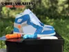 Scarpe più recenti Off Authentic 1 High UNC Uomo Donna Bianco Polvere University Blu Scuro Cono Nero Rosso Chicago Sneakers