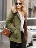 Trench-Coats Femme Hiver Rembourré Femme Coton Ouaté Veste Moyen Long Parkas Épais Chaud À Capuche Couette Neige Outwear AbrigosFemme Femme'