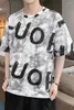 남자 T 셔츠 남자 넥타이 염료 티셔츠 여름 캐주얼 느슨한 인쇄 된 남자 tshirt 폴리 에스테르 짧은 티 탑