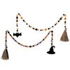 Décoration de fête 2pcsset Halloween guirlande de perles en bois ornement perlé avec glands perles de ferme mur chapeau de sorcière 220901