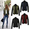 Jackets femininas Autumn Winter Leisure Moda Solid Women Jacket Oneck Zipper Stitching Jaqueta Bomber Women Coats 220901