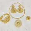 Other Jewelry Sets Set Round Earrings Pendant Necklace Bangle Rings For Women African Bridal Dubai Golden Festival Wedding 220831