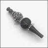 Tubos de fumantes Skl Smoking Holder Black Inclaid Crystal Hookah Shisha Smoke Pipe Jewellys Mesh Mes