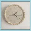 ساعات الحائط الساعات الحائط Rattan Round Clock European Silent Non-Tolicing Battery Simple Bedroom Home Ornament DecorationWall C DH3VV