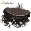 HD Transparente/Lace Marrom Fechamento Frontal Caso Brasileiro onda 13x4 Extens￵es de cabelo humano de orelha Bella Hair Top Quality