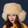 Berretti Cappelli invernali per le donne Protezione dell'orecchio Pelliccia sintetica Caldo Casual Femminile Lussuoso Flaps Russia Style Thick 019