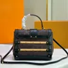 Handtas Vrouwen Schouder Crossbody Tas Semi-rigide Kofferbak Tassen Mode Letter gedrukt S-Lock Houten en Lederen Trim Totes Afneembare Verstelbare Riem