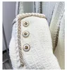 2022 Autumn Round Neck Tweed Panelled Jacket Ivory Solid Color Long Sleeve Single-Breasted Pockets Jackets Coat Short Outwear 22G186300