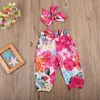 Clothing Sets Selling Baby Set 3pcs Listing Girls Floral Bow Printing Cotton Born Clothes