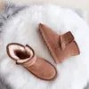 2022 Hot classical Short Mini women snow boots warm plush boot casual shoes man womens Genuine Leather Booties chestnut grey