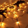 Decora￧￣o de festa Halloween LED Spider Web Light USB 8 Modo Indoor e Outdoor Atmosfera Layout Herror House Props Controle remoto 220901