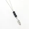 Pendentif Colliers Pierre De Lave Noire Plume Pendentif Collier Aromathérapie Huile Essentielle Par Diffuseur Colliers Pour Femmes Bijoux Drop Dhhsv