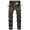 Jeans pour hommes Camouflage hommes Hip Hop motard étiré Streetwear plissé Joggers Slim hommes rayé pantalon pantalons Hombre