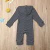 Rompers Citgeett Fall born Baby Kids Boy Girl Autumn Winter Hooded Striped Romper Jumpsuit Clothes Casual Spring Outfits 220901