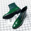 İngiliz ayak bileği botları 92b97 Erkek Ayakkabı Saçlı Ayak Tip Düz Renk Pu Brogue Düğmeleri Konforlu Moda İş Günlük Ad083