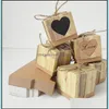ギフトラップキャンディボックスロマンチックなハートクラフトギフトバッグ黄麻布とシックな結婚式の好意5x5x5cm 179 V2ドロップ配信2021 HO DHBUN