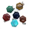 Pendentif Colliers Haute Qualité Pierre Naturelle Fleur Forme Bleu Sable Agate Cristal Convient Pour La Fabrication De Bijoux DIY Et Boucles D'oreilles