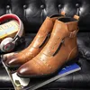 Britische Stiefel Männer Schuhe Persönlichkeit Strauß Muster Rivet Reißverschluss PU SNADLE BUICLE Square Head Fashion Casual Daily AD085