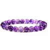 Странд 100% натуральные аметисты кварцевые браслет фиолетовая энергия заживление камень камень женщины с бисером растягиваемые украшения эластичный браслет