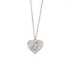 Pendant Necklaces Lady Ins Vintage White Gold Color Heart-shaped Angel Love Clavicle Chain S925 Sterling Silver Necklace Woman