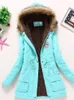 Trench-Coats Femme Hiver Rembourré Femme Coton Ouaté Veste Moyen Long Parkas Épais Chaud À Capuche Couette Neige Outwear AbrigosFemme Femme'