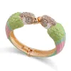 Bracciale rigido alla moda con doppie teste di ara, bracciale smaltato, per donna, braccialetto con pappagallo animale placcato oro Pulseira 3328 287B